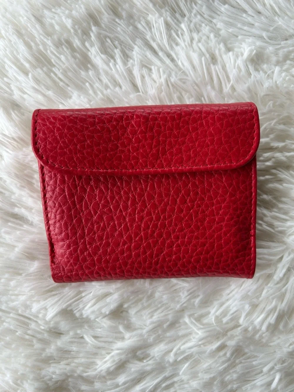 Genuine Leather | Red Pebbled Leather Bi-Fold Wallet